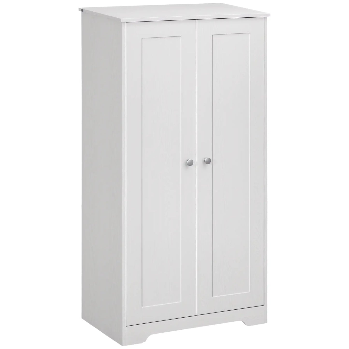 Kitchen Storage Cabinet, 2 Door Pantry with Adjustable Shelves, Distressed White, White Storage Cabinets at Gallery Canada