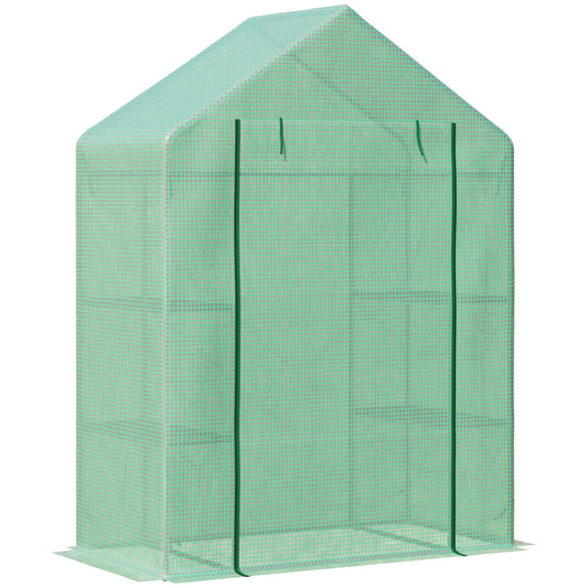 Walk In Greenhouse for Outdoor, Portable Gardening Plant Grow House with 2 Tier Shelf, Roll-Up Zippered Door, PE Cover, 55" W x 28" D x 75" H, Green at Gallery Canada