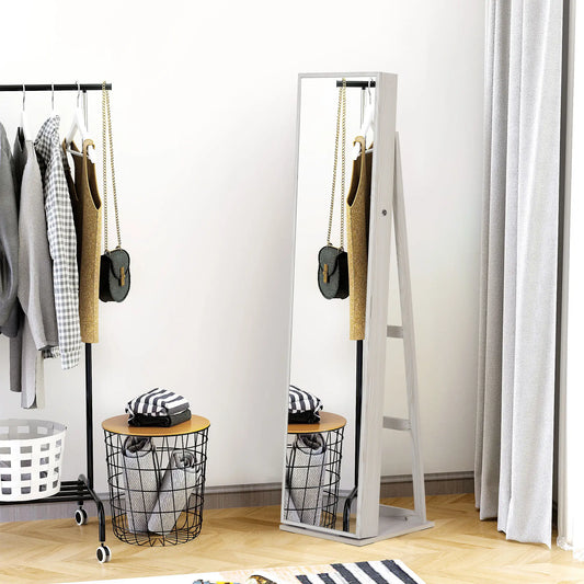 Mirror Jewelry Cabinet, Lockable Organizer with LED Lights, White Wood, White Jewelry Armoire & Jewellery Mirror Cabinets White Wood Grain at Gallery Canada