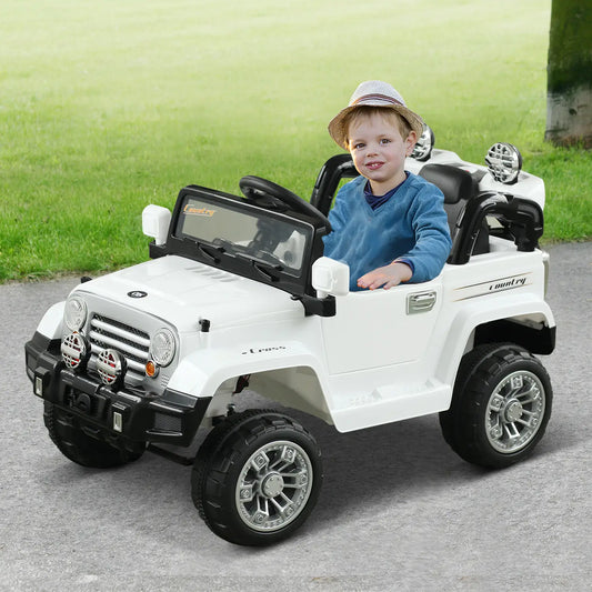 12V Kids Electric Ride On Car, Remote Control, White Electric Toy Cars White at Gallery Canada