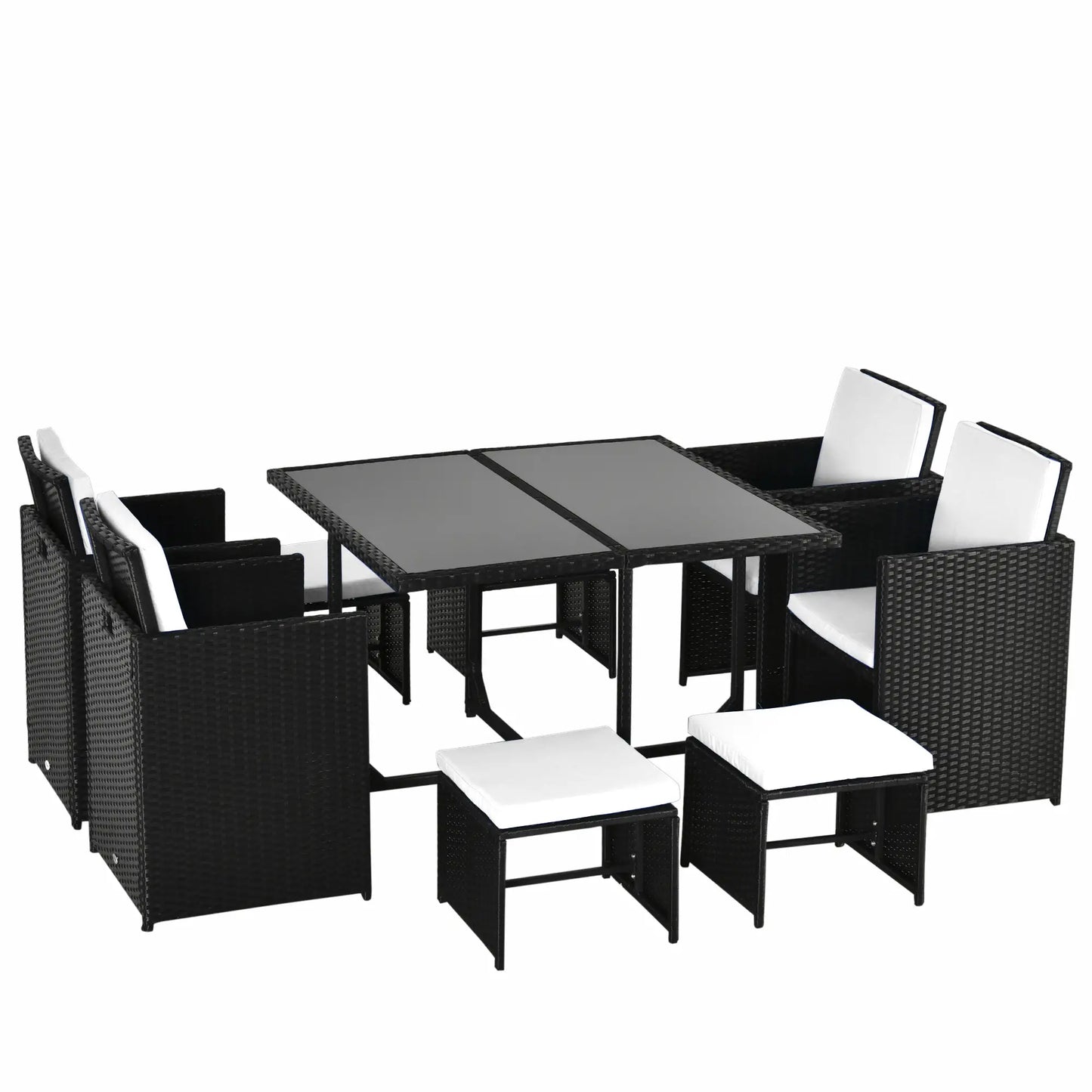 9-Piece Patio Wicker Dining Set, PE Rattan Garden Sofa, White Outdoor Dining Sets at Gallery Canada