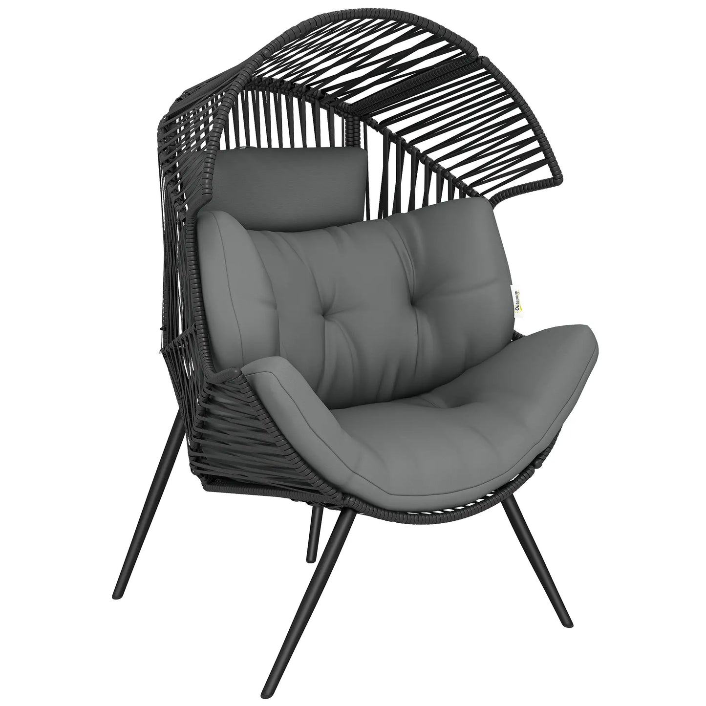 Wicker Egg Chair, Indoor Outdoor Rattan Lounge Chair, Grey Patio Chairs at Gallery Canada