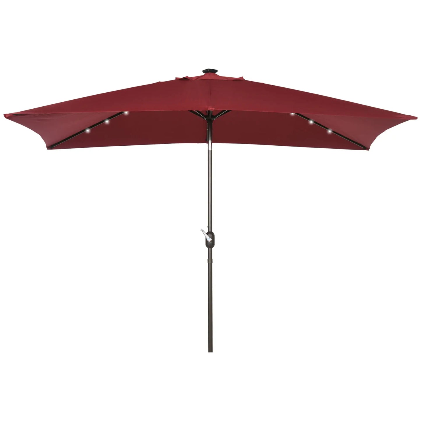 6.5x10ft Rectangle Solar Patio Umbrella, Tilt Aluminum, LED, Wine Red Sun Umbrellas at Gallery Canada