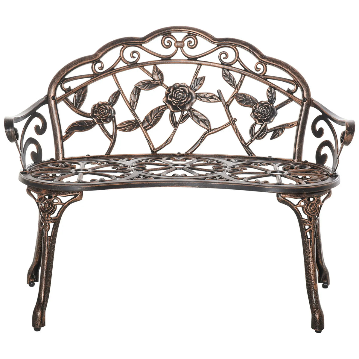 40" Outdoor Garden Bench, Cast Aluminum Antique Rose, Patio Loveseat, Bronze Outdoor Benches at Gallery Canada