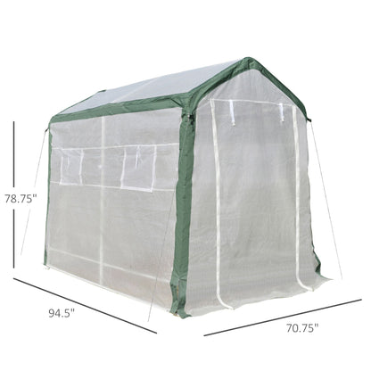 95'' x 71'' x 79'' Greenhouse with Roll Up Door and 4 Windows Plant Growth Warm House Outdoor, PE Cover, Steel Frame, White at Gallery Canada