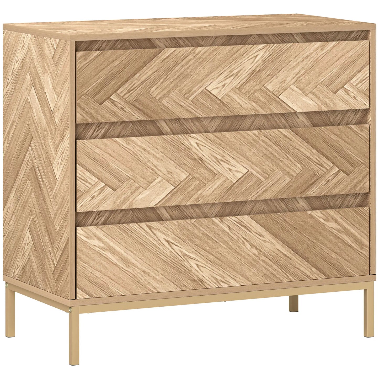 Armoire de rangement à 3 tiroirs, conception anti-basculement, pour chambre, salon, bois naturel