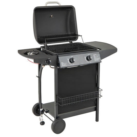 30 000 BTU Outdoor Burner Propane Gas Grill on Wheels, Black Outdoor Grills Black at Gallery Canada