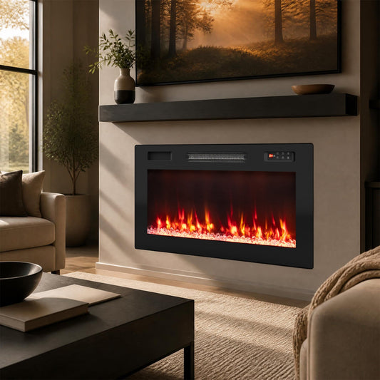 30 Inch Smart WiFi Electric Fireplace, Recessed, Wall Mounted Fireplaces Options at Gallery Canada