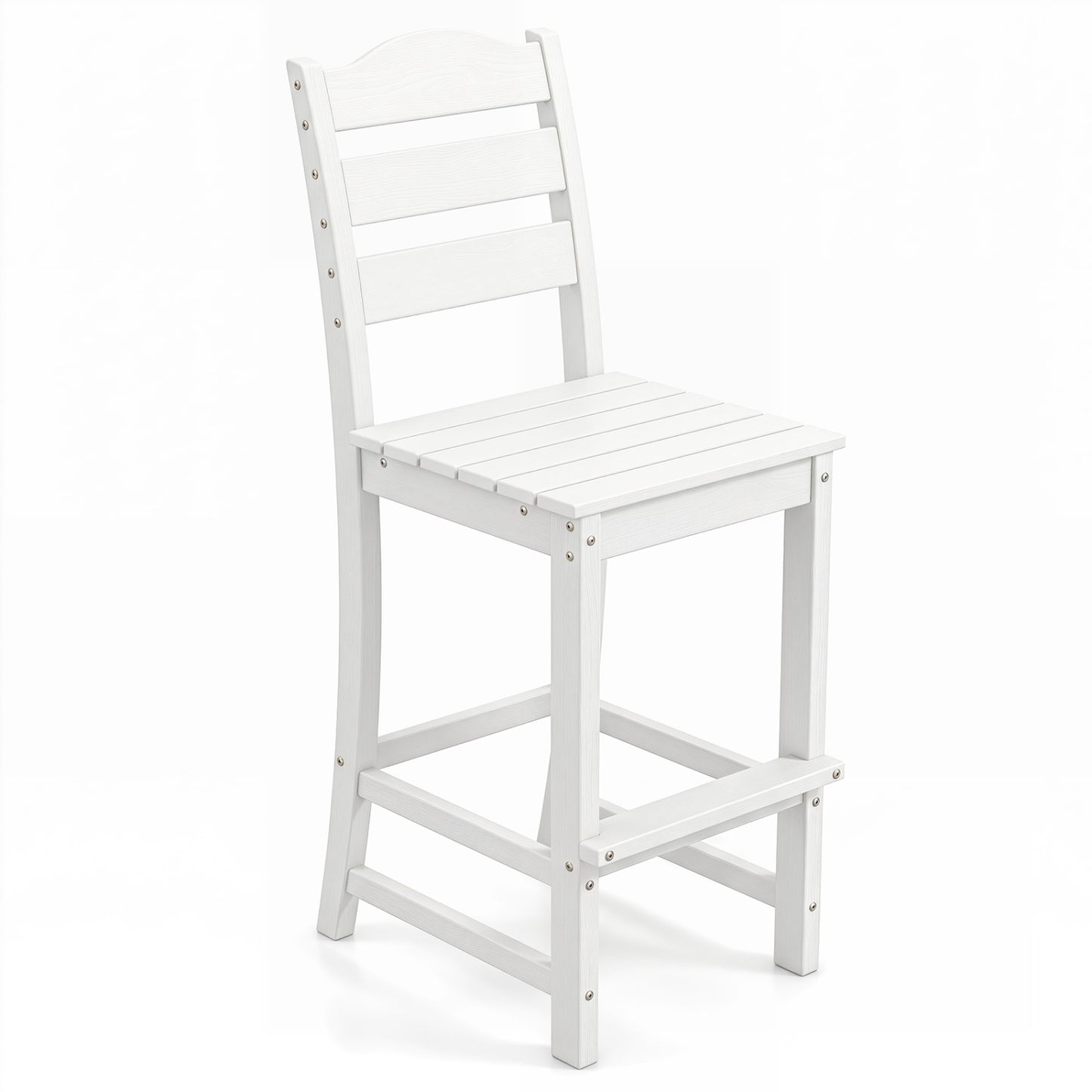 30 Inches HDPE Outdoor Counter Height Bar Stool with Back and Footrest, White Patio Bar Furniture White at Gallery Canada