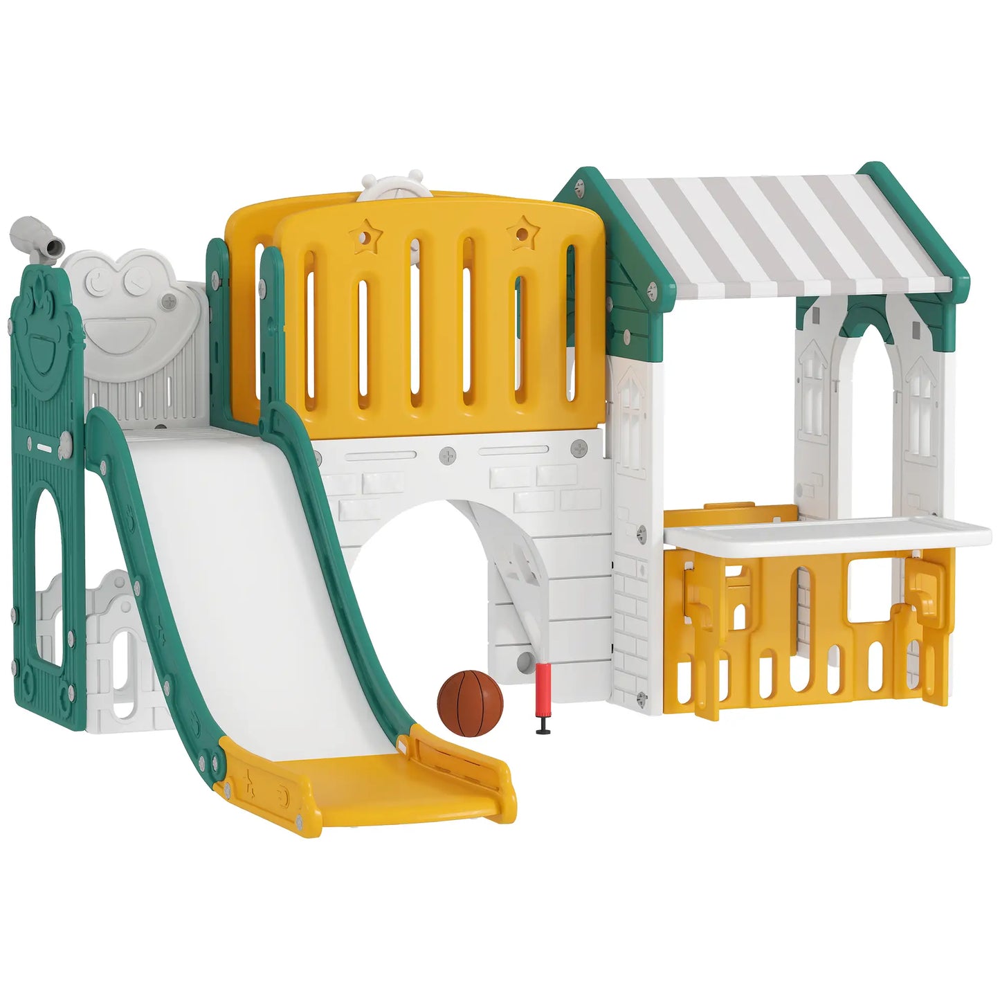 7-in-1 Toddler Slide Climber, Playhouse Basketball Hoop, Yellow Gym Sets & Swings at Gallery Canada