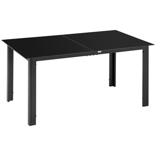 Outdoor Dining Table for 6, Aluminium Rectangular Patio Table with Tempered Glass Tabletop, Black at Gallery Canada