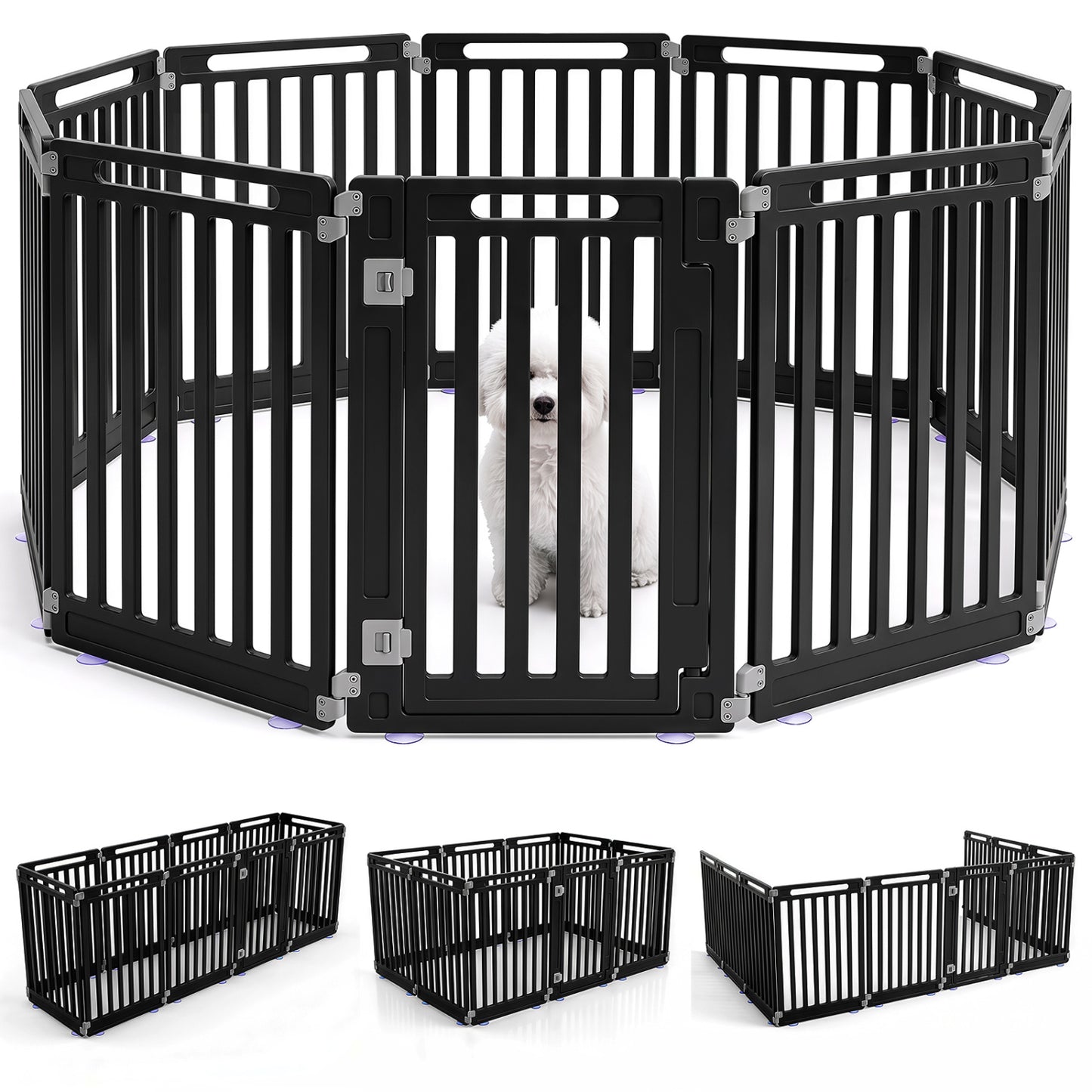 31.5" Indoor Outdoor Dog Playpen, 10 Panels, Black