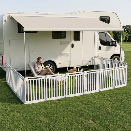 31.5" Height Indoor Outdoor Dog Playpen, 12 Panels, White Pet Gate White at Gallery Canada