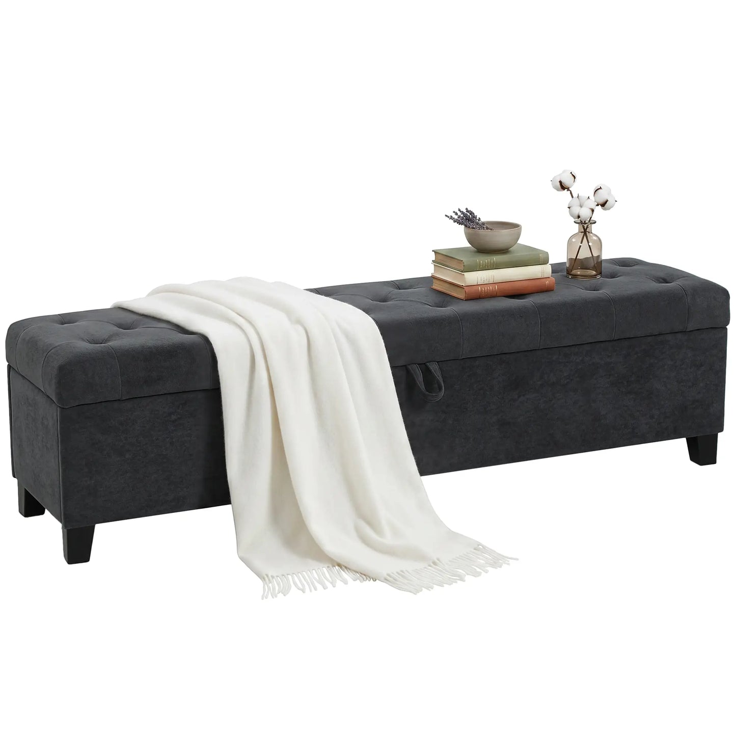 Banc de rangement Ottoman "63" pour lit queen/king, gris foncé