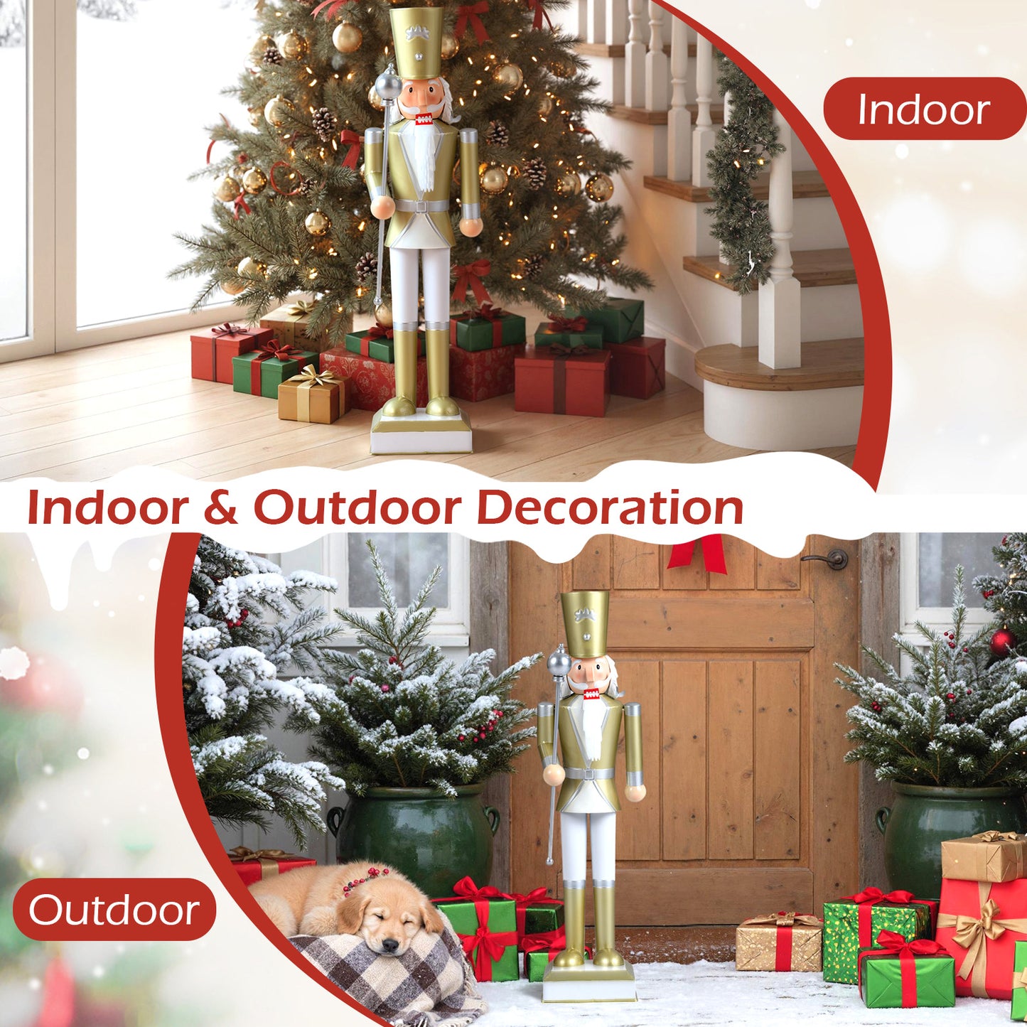 32.5 Inch Christmas Nutcracker, High Hat Scepter, White Golden Christmas Decor & Accessories at Gallery Canada