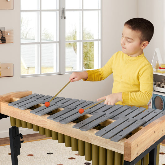 32 Note Marimba Aluminum Xylophone with Rubber Wood Base, Golden Drums & Percussion Golden at Gallery Canada