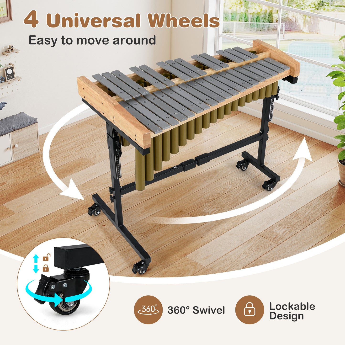 32 Note Marimba Aluminum Xylophone with Rubber Wood Base, Golden Drums & Percussion at Gallery Canada