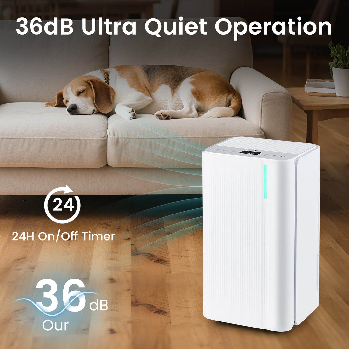 32 Pints 2000 Sq.ft Portable Dehumidifier, White Dehumidifiers at Gallery Canada
