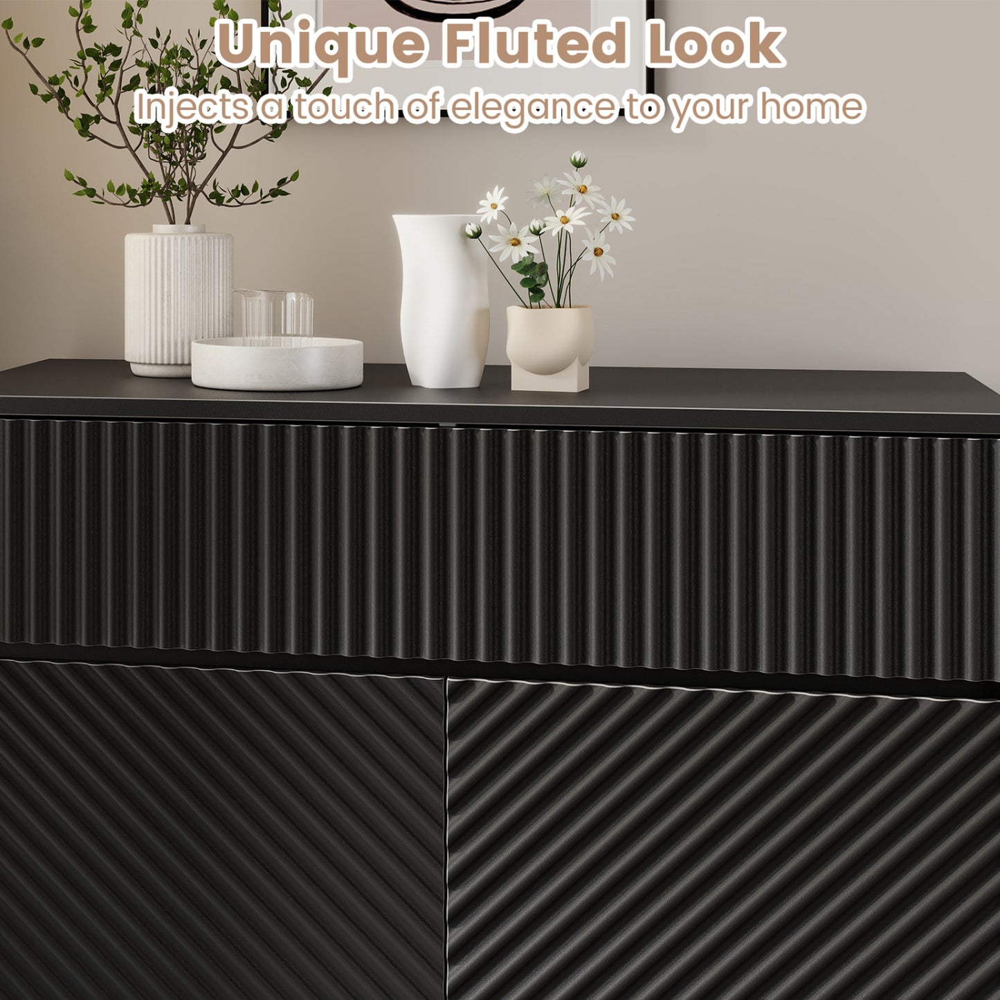 32" Wide Buffet Cabinet, 2 Doors, 1 Drawer, Black Sideboards Cabinets & Buffets at Gallery Canada