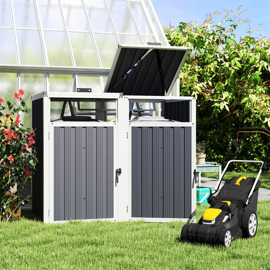 Double Garbage Bin Shed, Lockable Outdoor Storage, Dark Grey Sheds Dark Grey at Gallery Canada