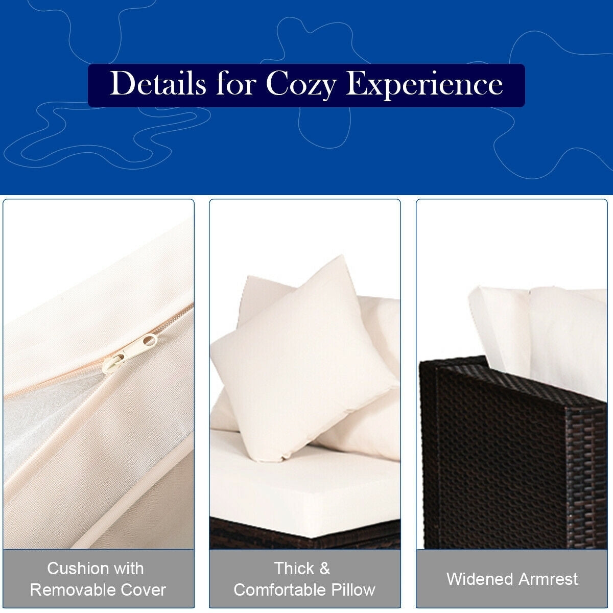 4 Pcs Ottoman Garden Deck Patio Rattan Wicker Furniture Set Cushioned Sofa, White Outdoor Sectionals at Gallery Canada