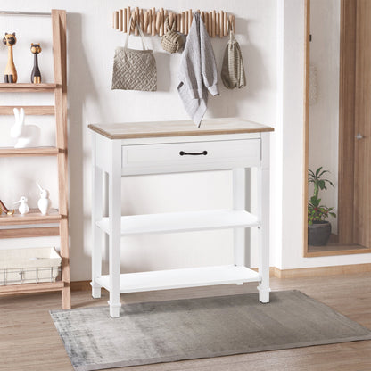 Console Table, Modern Entryway Table with Drawer and 2 Shelves, Sofa Table for Living Room, Hallway, White at Gallery Canada