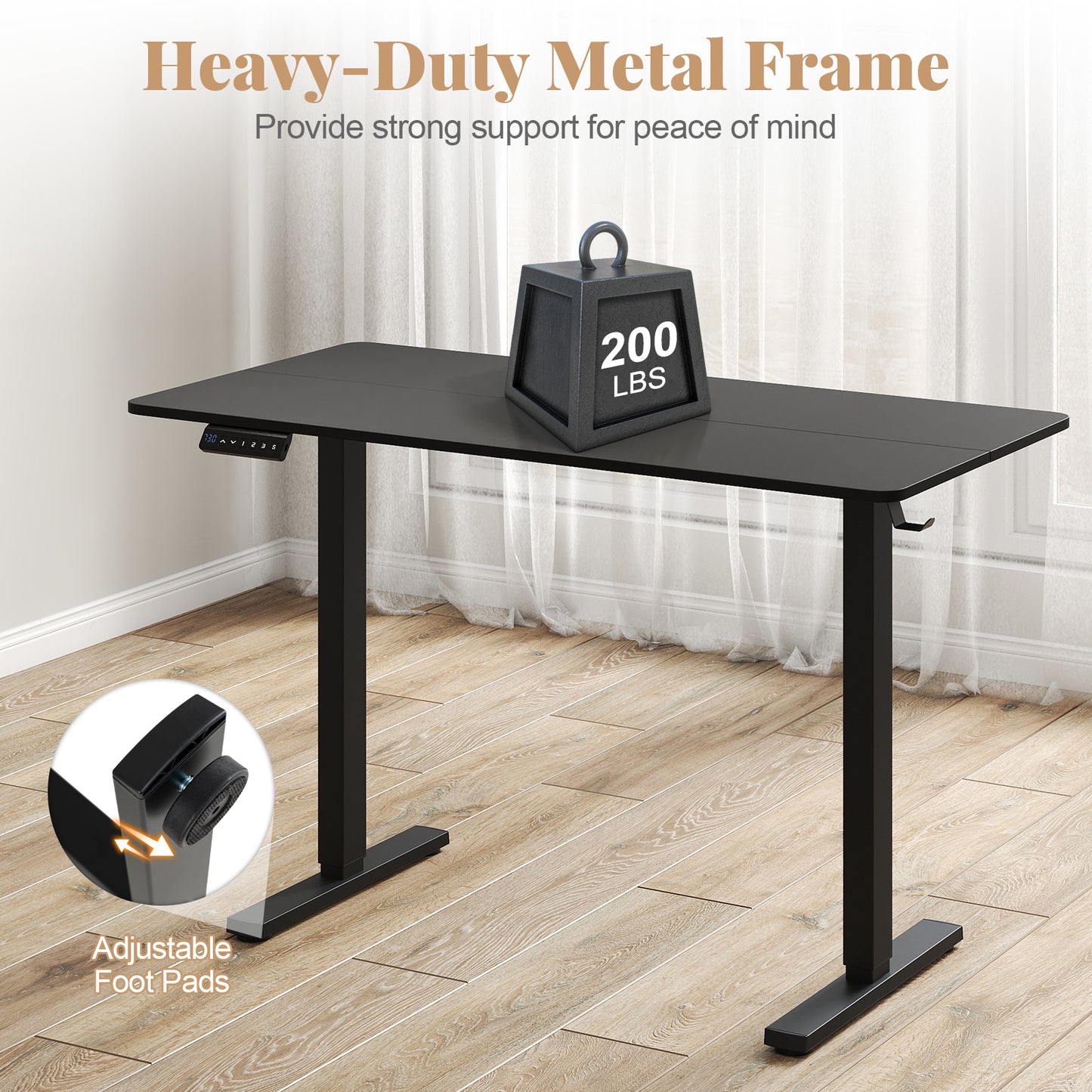 48 Inch x 24 Inch Electric Standing Desk, 3 Memory Settings, Black Standing Desks at Gallery Canada