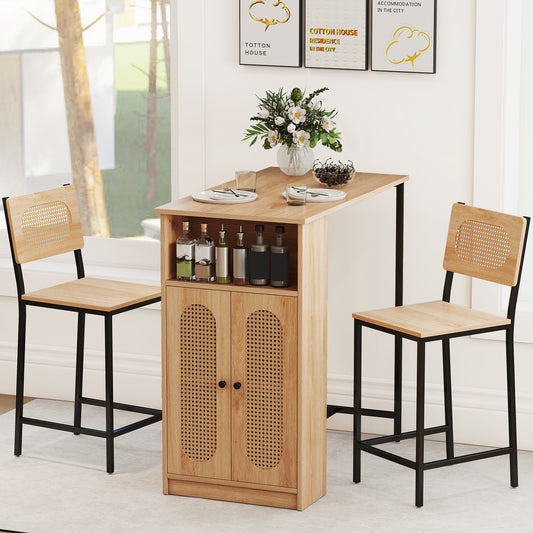3-Piece Bar Table And Chairs Set, Natural Dining Room Sets Natural at Gallery Canada