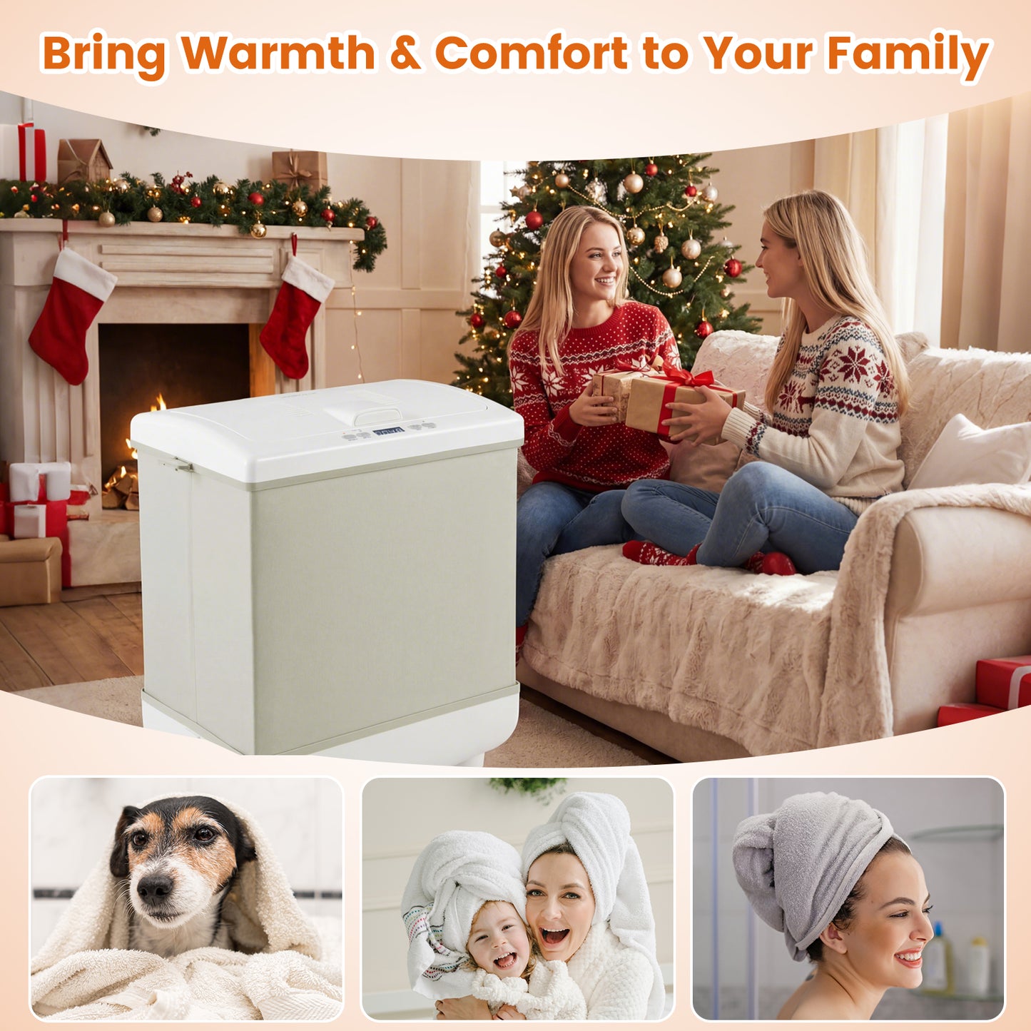 35L Large Towel Warmer with Heating and Drying Modes for Bathroom, Beige Dryers at Gallery Canada