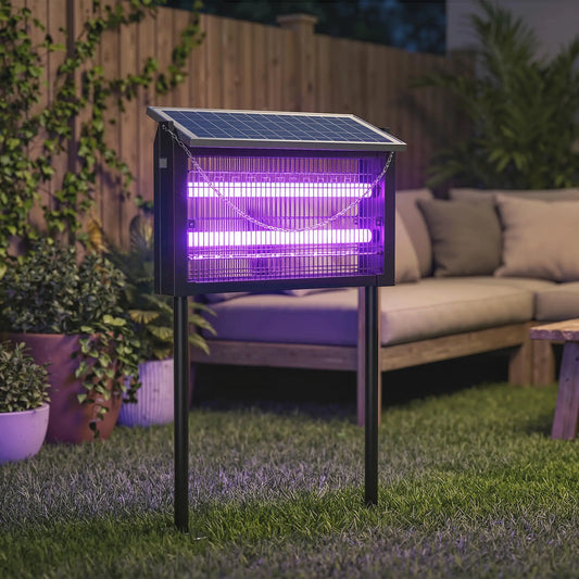 Solar Bug Zapper Outdoor, 3500 V Electric Mosquito Zapper, 14 ft Cord, Black Garden Accessories Black at Gallery Canada