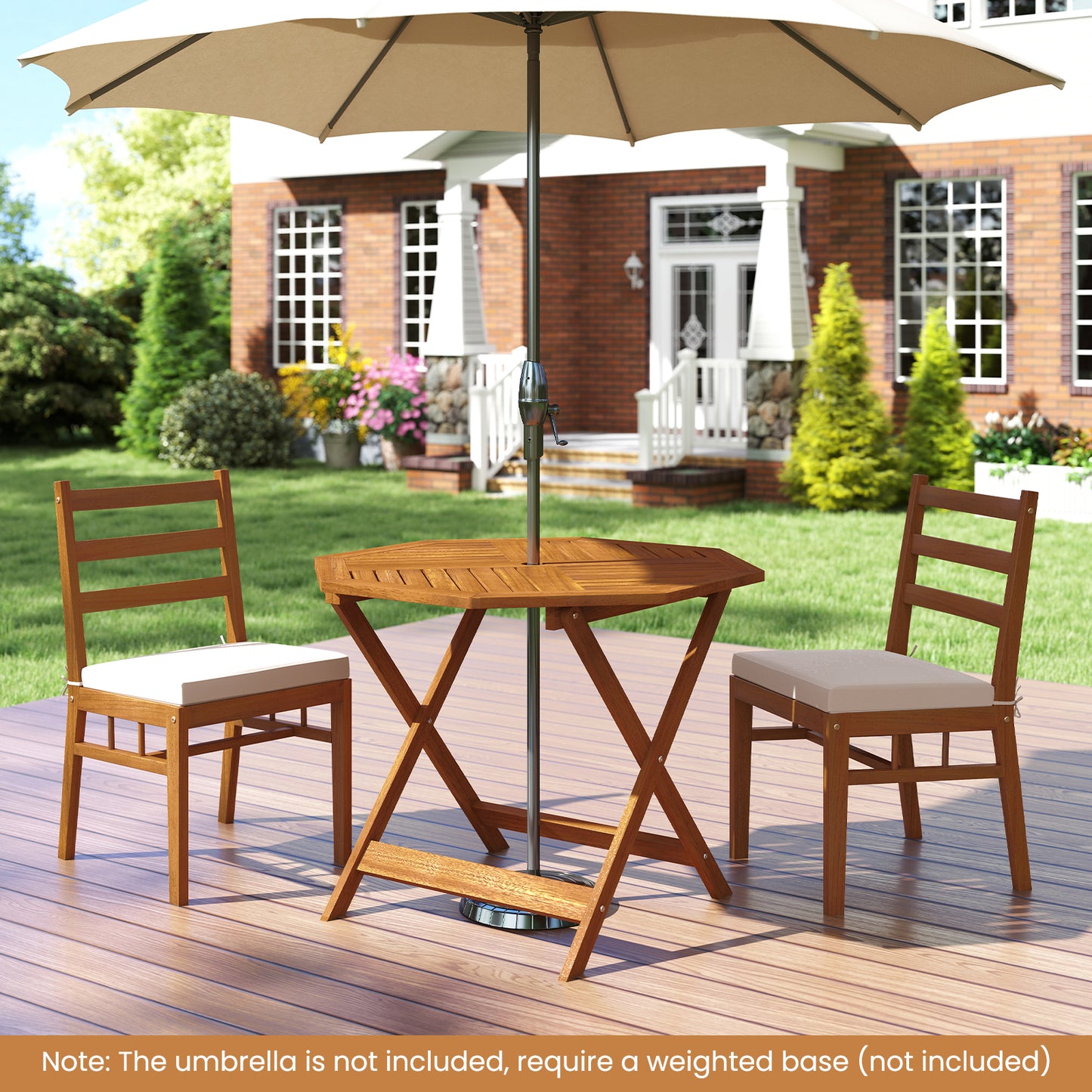35.5 Inch Solid Wood Patio Dining Table Octagon Table with 1.97 Inch Umbrella Hole Patio Dining Tables at Gallery Canada