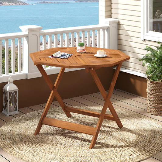 35.5 Inch Solid Wood Patio Dining Table Octagon Table with 1.97 Inch Umbrella Hole Patio Dining Tables Options at Gallery Canada