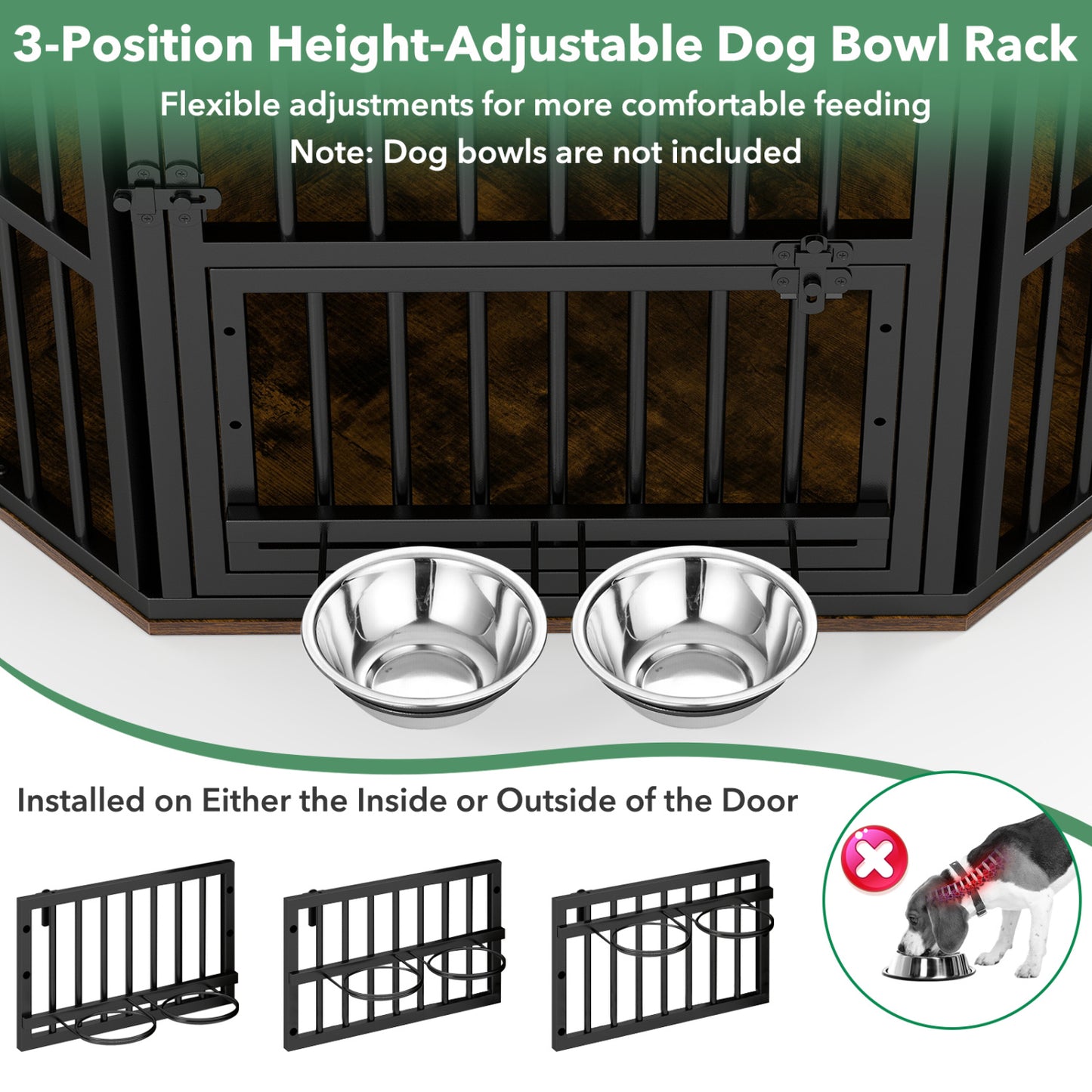 35.5 Inches Wooden Dog Kennel End Table, Dog Bowl Rack, Rustic Brown Dog Kennels at Gallery Canada
