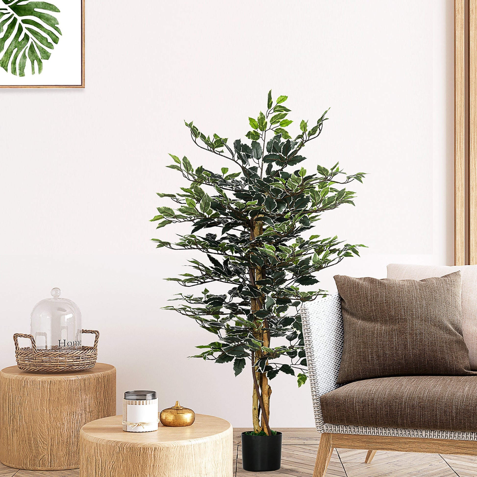 4.3FT Artificial Ficus Tree, Fake Tree with Leaves, Faux Plant in Nursery Pot for Indoor and Outdoor Decoration at Gallery Canada