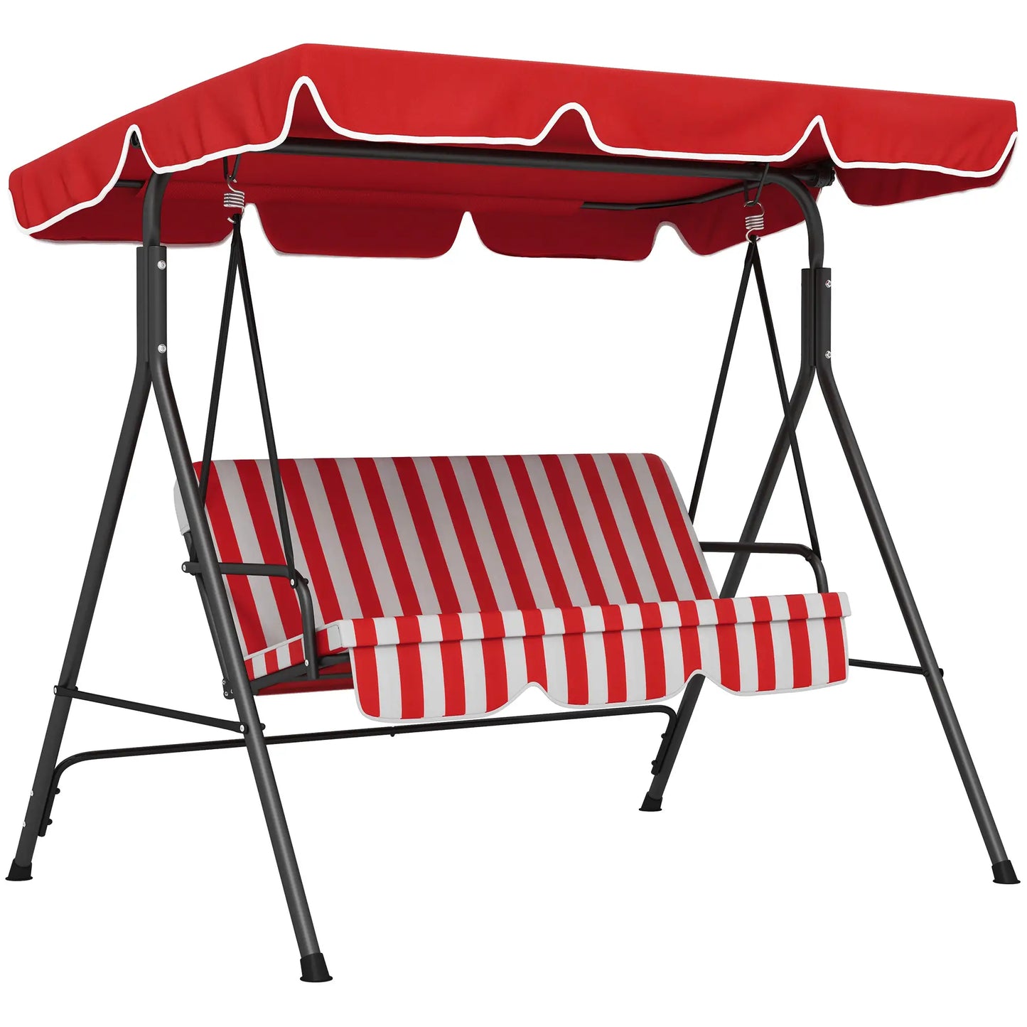 3-Seater Outdoor Porch Swing, Adjustable Canopy, Red Patio Swings with Stand at Gallery Canada