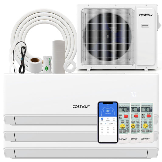 36000 BTU 3 Zone 23 SEER2 Mini Split Air Conditioner Wifi Enabled with Heat Pump-7K + 7K + 12K, White Mini Split Air Conditioners White at Gallery Canada