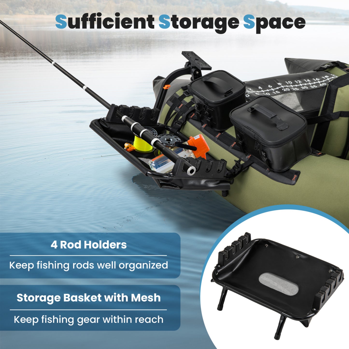 Accessoire de bateau de pêche rotatif à 360°, lot de 2, noir