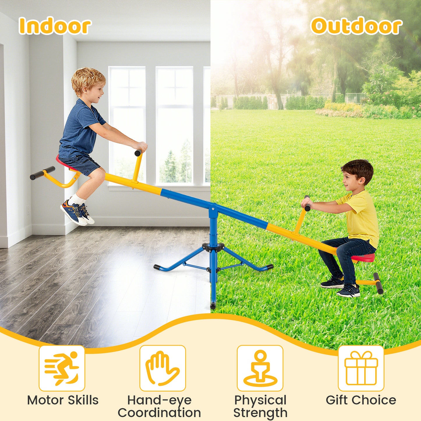 360° Rotation Kids Seesaw, Swivel Teeter Totter, Black Seesaws at Gallery Canada