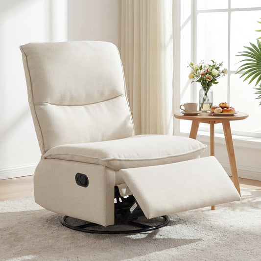 360° Swivel Rocking Chair, Cushioned Back, Living Room, Beige Recliners Beige at Gallery Canada