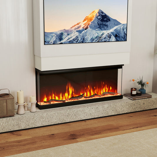 40 Inch Wide 3-Sided Electric Fireplace Insert, Remote Control, 12 Flame, Colors Fireplaces Options at Gallery Canada