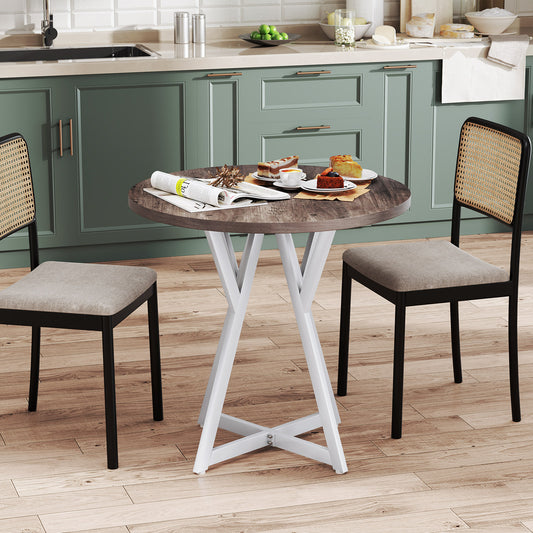 36 Inch Round Dining Table, Metal Pedestal Base, Natural Dining Tables Natural at Gallery Canada
