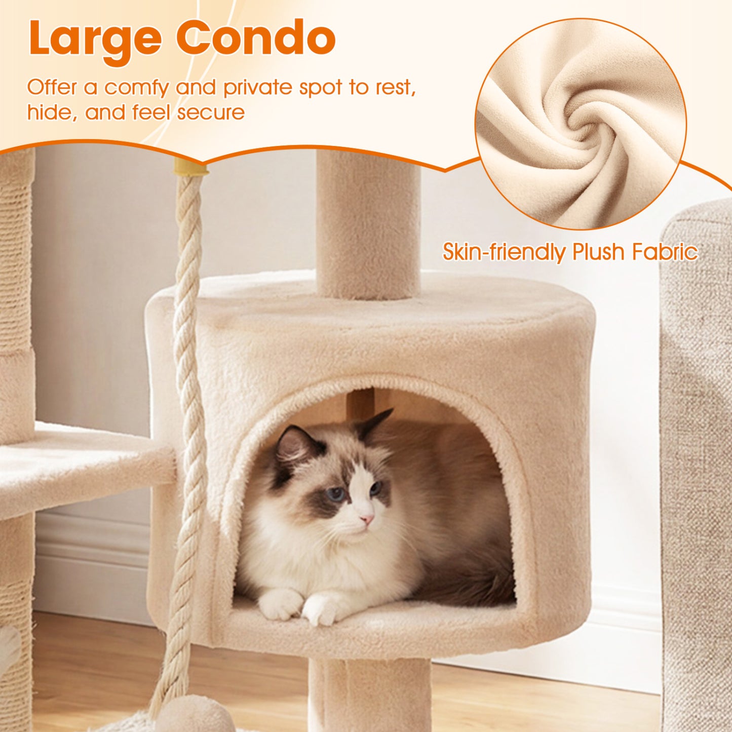 36 Inch Kitten Tower With Condo, Plush Perch, Beige Cat Trees Condos & Scratchers at Gallery Canada