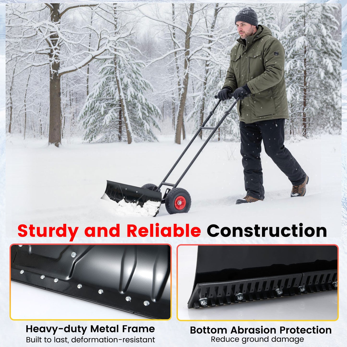36 Inches Snow Shovel, Adjustable Angle, Black