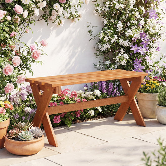 36" Outdoor Solid Wood Bench, Backless Patio Dining Bench, Teak Outdoor Benches Options at Gallery Canada
