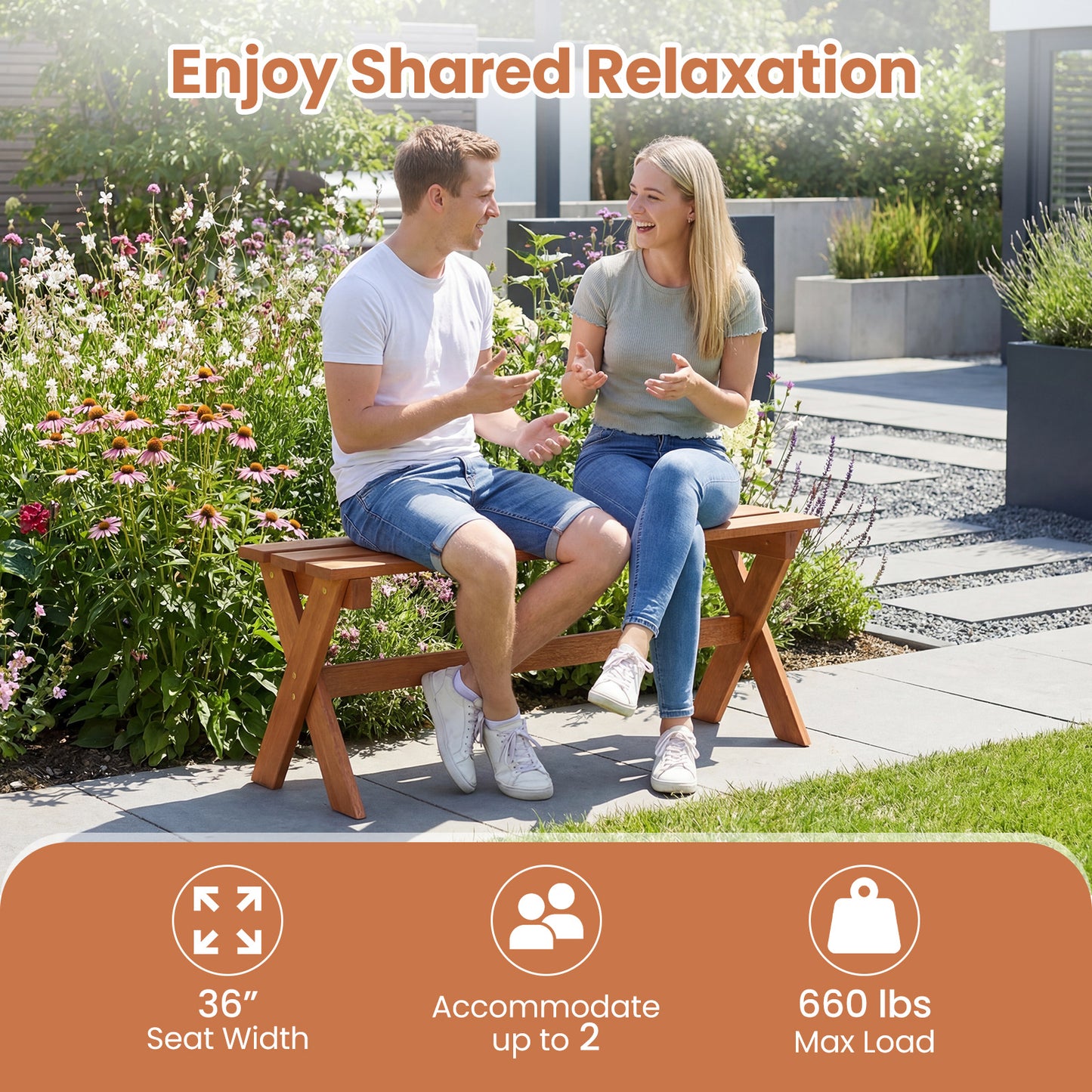 36" Outdoor Solid Wood Bench, Backless Patio Dining Bench, Teak Outdoor Benches at Gallery Canada