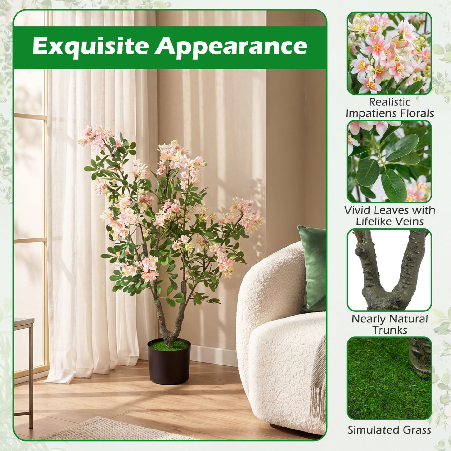 36" Artificial Impatiens Tree Faux Plants at Gallery Canada
