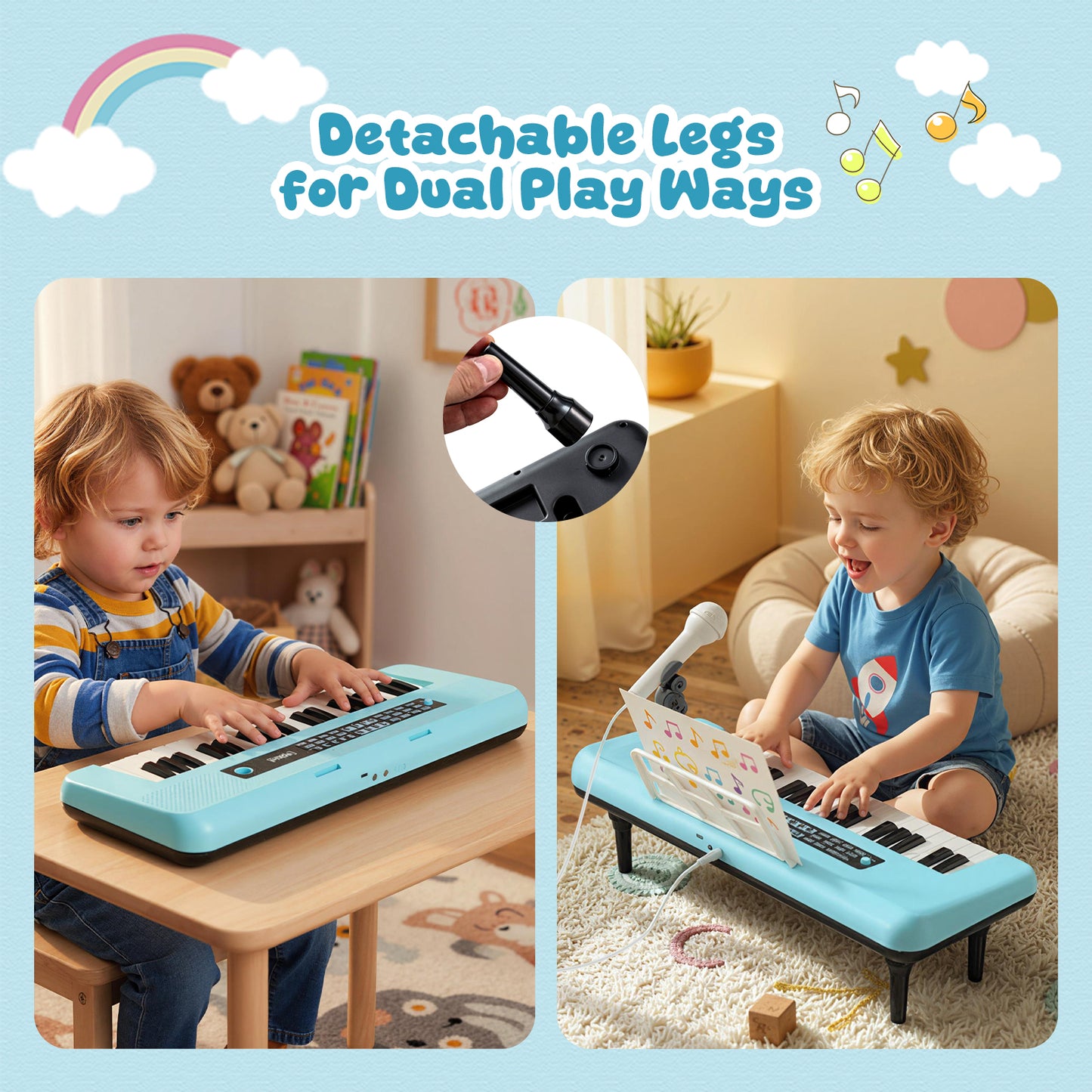 37 Keys Kids Piano Keyboard, With Microphone And Music Stand, Blue Pianos & Keyboards at Gallery Canada