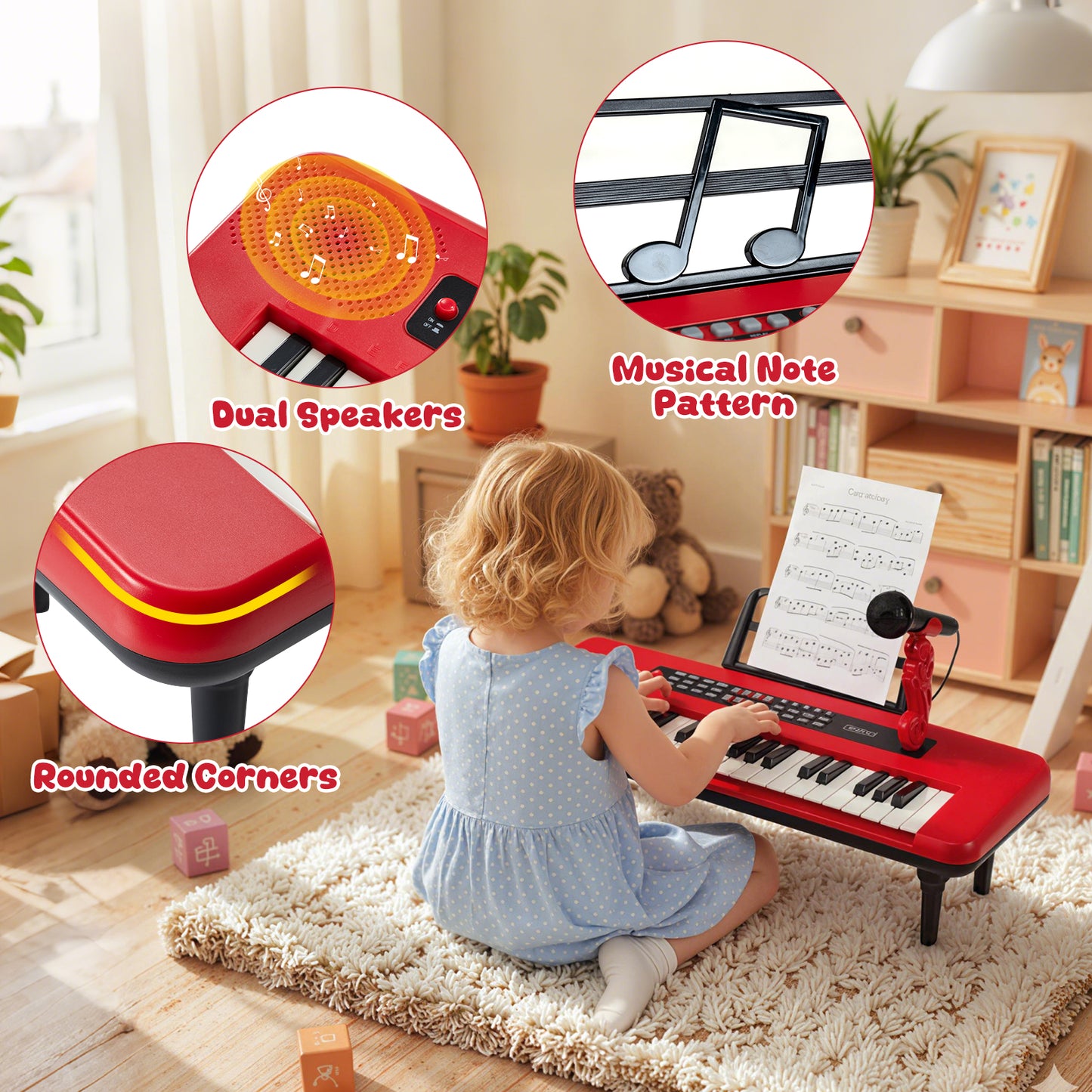 37 Keys Kids Piano Keyboard, Portable Musical Toy, Red Pianos & Keyboards at Gallery Canada