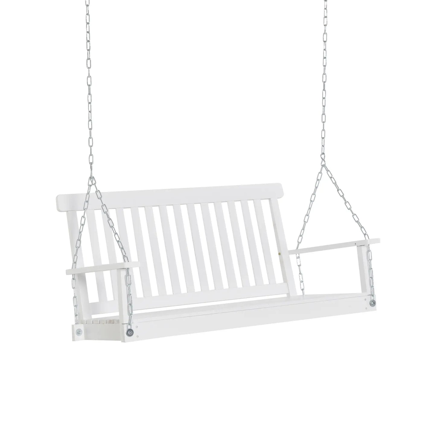 2-Seater Patio Swing, Fir Wooden Porch Swing, Outdoor Garden, White Hanging Porch Swings at Gallery Canada