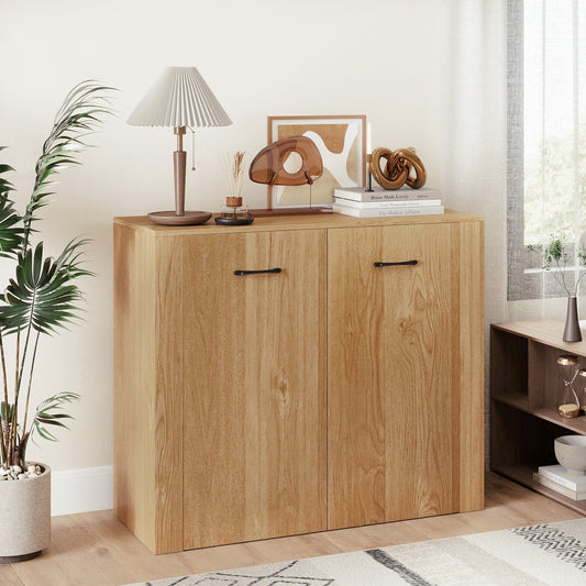 38" Modern Sideboard Cabinet With Storage, Natural Cabinets & Chests Natural at Gallery Canada
